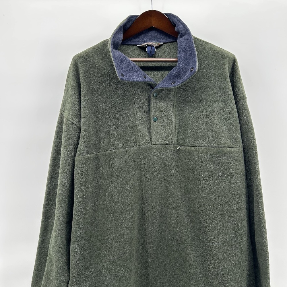 EMS Peak Performance Fleece Pullover Mens 2XL Olive 1/4 Snap Shacket Rugged VTG - Picture 2 of 11
